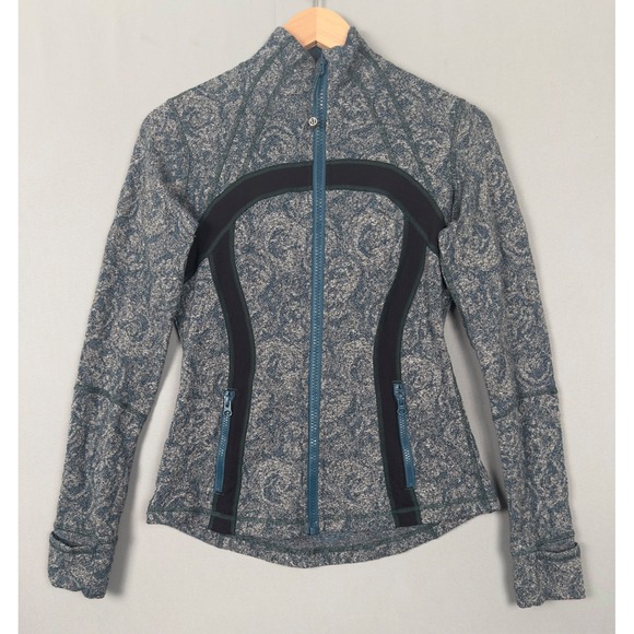 lululemon athletica Jackets & Blazers - Lululemon Define Jacket Blue Grey Paisley Space Dye Full Zip Track Jacket Size 6